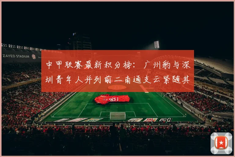 中甲联赛最新积分榜：广州豹与深圳青年人并列前二南通支云紧随其后